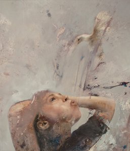 Flygande lektion IV, 2020 (olja på duk) av Nicola Pucci