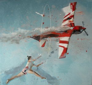 Hula-hoop-plan, 2022 (olja på duk) av Nicola Pucci