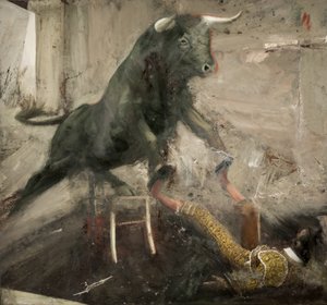 Torostol och torero, 2017 (olja på duk) av Nicola Pucci
