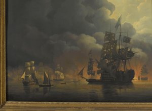 Den anglo-holländska flottan under Lord Exmouth och viceamiral Jonkheer Theodorus Frederik van Capellen släcker de algeriska fästena, 27 augusti 1816 Fyra avsnitt under närvaron av den anglo-holländska flottan i Algerbukten, 26 till 27 augusti 1816