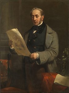 Porträtt av Jacob de Vos Jacobszoon (1803-1878). Amsterdam konstsamlare och ägare av det historiska galleriet De Vos