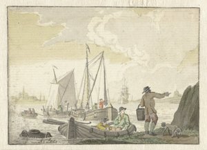 Flodutsikt med fartyg av Nicolaes Aartman