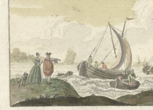 Fartyg på en blåsig flod av Nicolaes Aartman