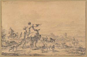 Herdar i ett italienskt landskap av Nicolaes Berchem
