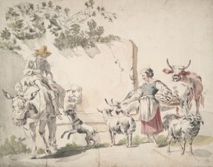 Bönder som går till marknaden av Nicolaes Berchem