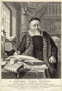 D. Leonardus Marius Goezanus, pub. 1654 (gravyr) av Nicolaes Cornelisz (c.1592 1655) Moeyaert