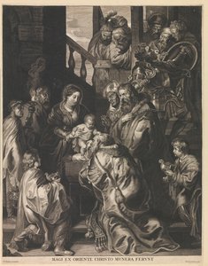 Aanbidding der konungen Magi från öst ger gåvor till Kristus (titel på objekt)