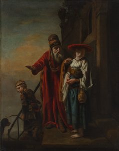 Abraham avskedade Hagar och Ismael, 1653. av Nicolaes Maes