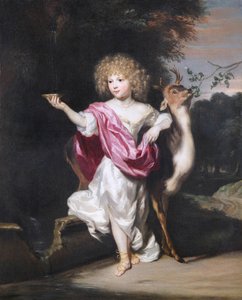 ""Porträtt av en flicka med en hjort"" (Porträtt av en flicka med en hjort) Målning av Nicolaes Maes (1634-1693), - Olja på duk Dim 58x49 cm Fondation Custodia av Nicolaes Maes