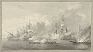 Slaget vid havet, möjligen nära Kijkduin den 21 augusti 1673 av Nicolaes Muys
