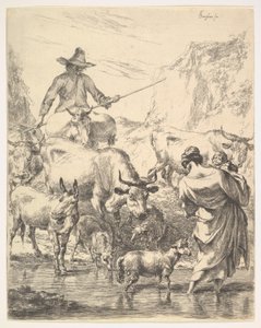 Flocken som korsar strömmen. av Nicolaes Pietersz. Berchem