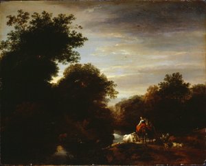 Bönder vid en Ford av Nicolaes Pietersz. Berchem