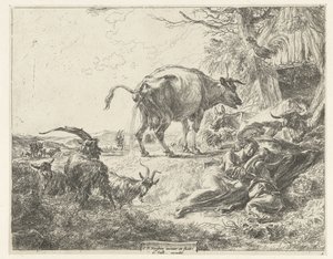 Sovande herdefamilj och vilande boskap av Nicolaes Pietersz Berchem