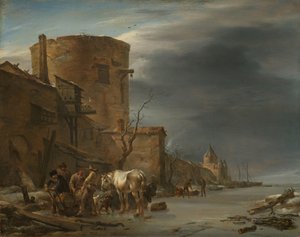 Stadsmuren i Haarlem på vintern av Nicolaes Pietersz Berchem