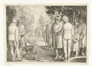 Josef säljs av sina bröder till köpmän vid brunnen Story of Joseph (serietitel) av Nicolaes de Bruyn