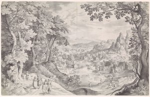 Landskap med rådjursjakt av Nicolaes de Bruyn