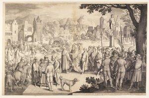 Shadrach, Meshach och Abednego i den brinnande spisen av Nicolaes de Bruyn