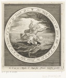 Skapelsens andra dag: Gud skiljer vattenmassorna i himmel och hav åt Från skapelse till utvisning från paradiset (serietitel) av Nicolaes de Bruyn