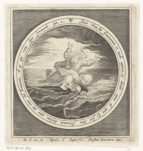 Skapelsens andra dag: Gud skiljer vattenmassorna i himmel och hav åt Från skapelse till utvisning från paradiset (serietitel) av Nicolaes de Bruyn