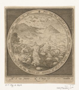 Skapelsens femte dag: Gud skapar fiskar och fåglar Från skapelse till utvisning från paradiset (serietitel) av Nicolaes de Bruyn