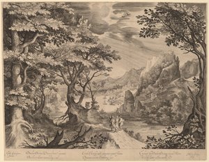 Lärjungarna på väg till Emmaus av Nicolaes de Bruyn, after Gillis van Coninxloo III