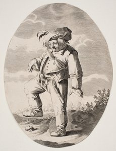 Dansande bonde med en fågel i flugan av Nicolaes van Lijnhoven