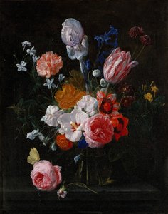 En bukett blommor i en kristallvas, 1662.