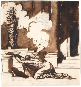 Caracalla offrar på dolken Serapis altare med vilken han dödade sin bror av Nicolai Abildgaard