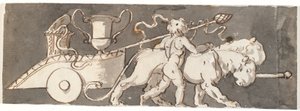 Fris med pojken vid Bacchus och Mars vagn (eller Pluto) tecknad av lejon av Nicolai Abildgaard