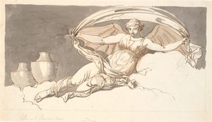 Natt, en vilande kvinna med fladdermusvingar av Nicolai Abildgaard