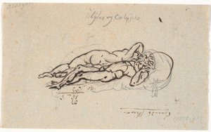Odysseus och Calypso, liggande nakna på en säng