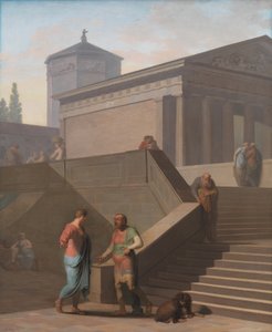 Pamphilius och hans tjänare Davus. Från Terences Andria av Nicolai Abildgaard