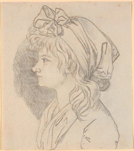 Profilporträtt av målarens andra fru Juliane Marie Abildgaard, född Ottesen. Förberedelse för porträtt i Frederiksborgsmuseet av Nicolai Abildgaard
