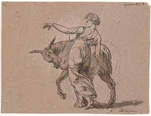 Scen från Apuleius "The Golden Ass" Bok 10. Den framstående damen uppmuntrar åsnan av Nicolai Abildgaard