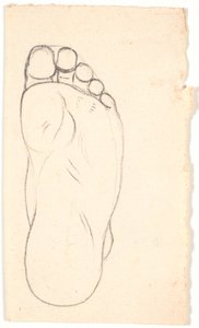 Studie av en fot sedd underifrån. Hälen t.h. av Nicolai Abildgaard