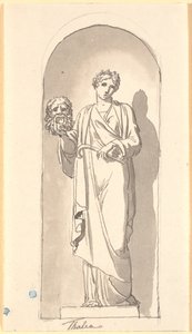 Thalia som en staty i en nisch av Nicolai Abildgaard
