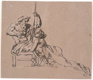 Thetis omfamnar Zeus knän bönande av Nicolai Abildgaard