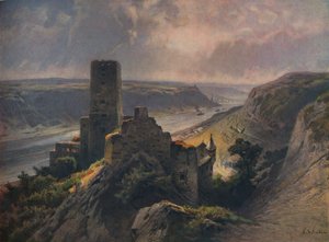 Gutenfels slott med utsikt över Oberwesel, Gutenfels slott med utsikt över Oberwesel, 1923.