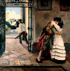 Tjurfäktarens farväl. Målning av Nicolas Alperiz (1865-1928), sent 1800- och tidigt 1900-tal. Olja på duk. Privat samling. av Nicolas Alperiz