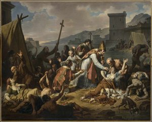 Monsignor de Belsunces hängivenhet under pesten i Marseille, 1720, före 1819. av Nicolas André Monsiaux