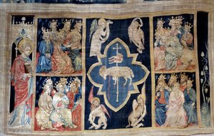 Uppenbarelsegardin (1373-1383), n. 7: de äldre ger ära åt ett lamm, en symbol för Kristus. Gobeläng av Nicolas Bataille (1330-1405) av Nicolas Bataille