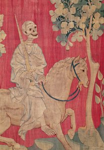 Den livliga hästen och döden, från Angers apokalyptiska gobeläng, 1373-87 (gobeläng) av Nicolas Bataille