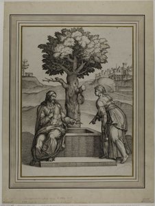 Kristus och Samariens kvinna av Nicolas Beatrizet