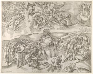 Omvandling av Saulus, från Michelangelos fresk i det paulinska kapellet i Vatikanen..., ca. 1545-60.