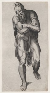 Josef av Arimathea, efter Michelangelos korsfästelsefresk i Cappella Paolina, V..., 1540-66.