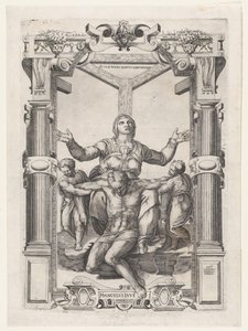 Pietà med änglar framför korset, 1547., 1547. av Nicolas Beatrizet
