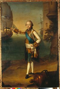 Porträtt av storhertigen Pavel Petrovich (1754-1801, Paul I av Ryssland) i amiraluniform (Porträtt av storhertigen Pavel Petrovich i amiraluniform) - Målning av Nicolas Benjamin Delapierre (1739-1802), olja på duk av Nicolas Benjamin Delapierre