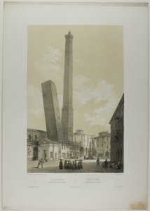 Bologna: Asinelli- och Garisenda-tornen, plansch 40 från Italie Monumentale et Pittoresque