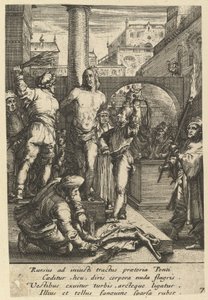 The Flagelation of Christ, från The Passion of Christ, mitten av 1600-talet. av Nicolas Cochin