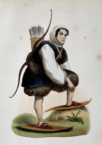 Samoiede, invånare i Sibirien, färgad gravyr från Customs of Asia, av Nicolas Dally (1792-1862), Ryssland